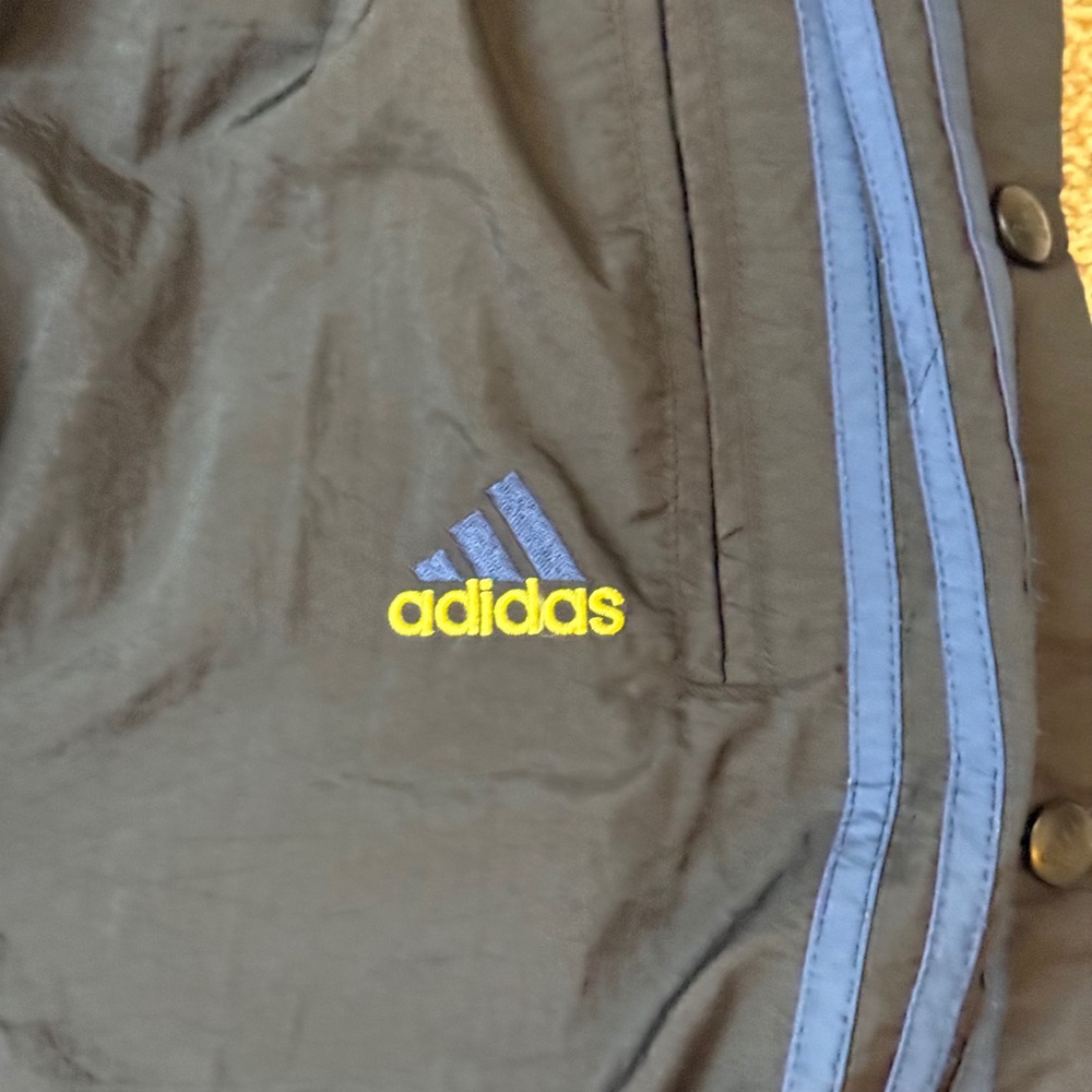 Adidas Snap Breakaway Track Pants Men M Black Vintage Blue Stripe Windbreaker - Picture 10 of 10